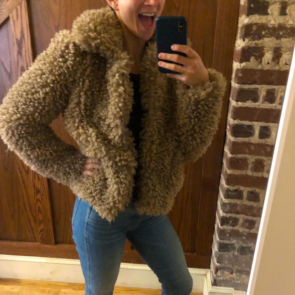 Zara shaggy beige coat